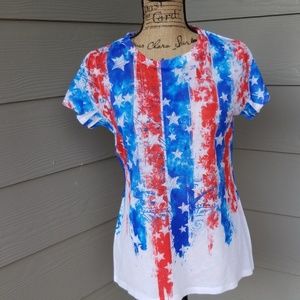 Red white and blue flag t shirt
